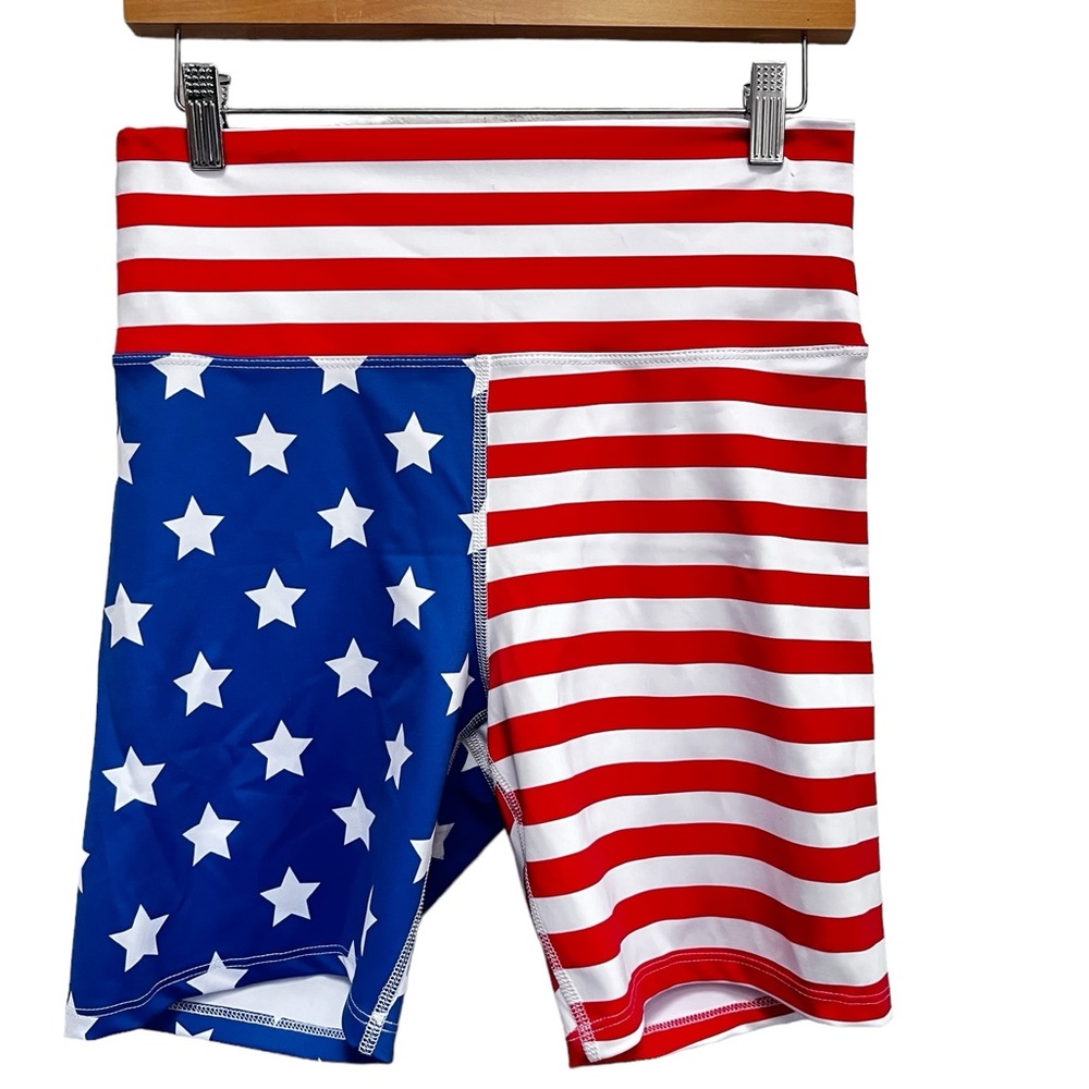 Beach Riot American Flag Patriotic Get Out The Vote Bike Shorts XL NWT